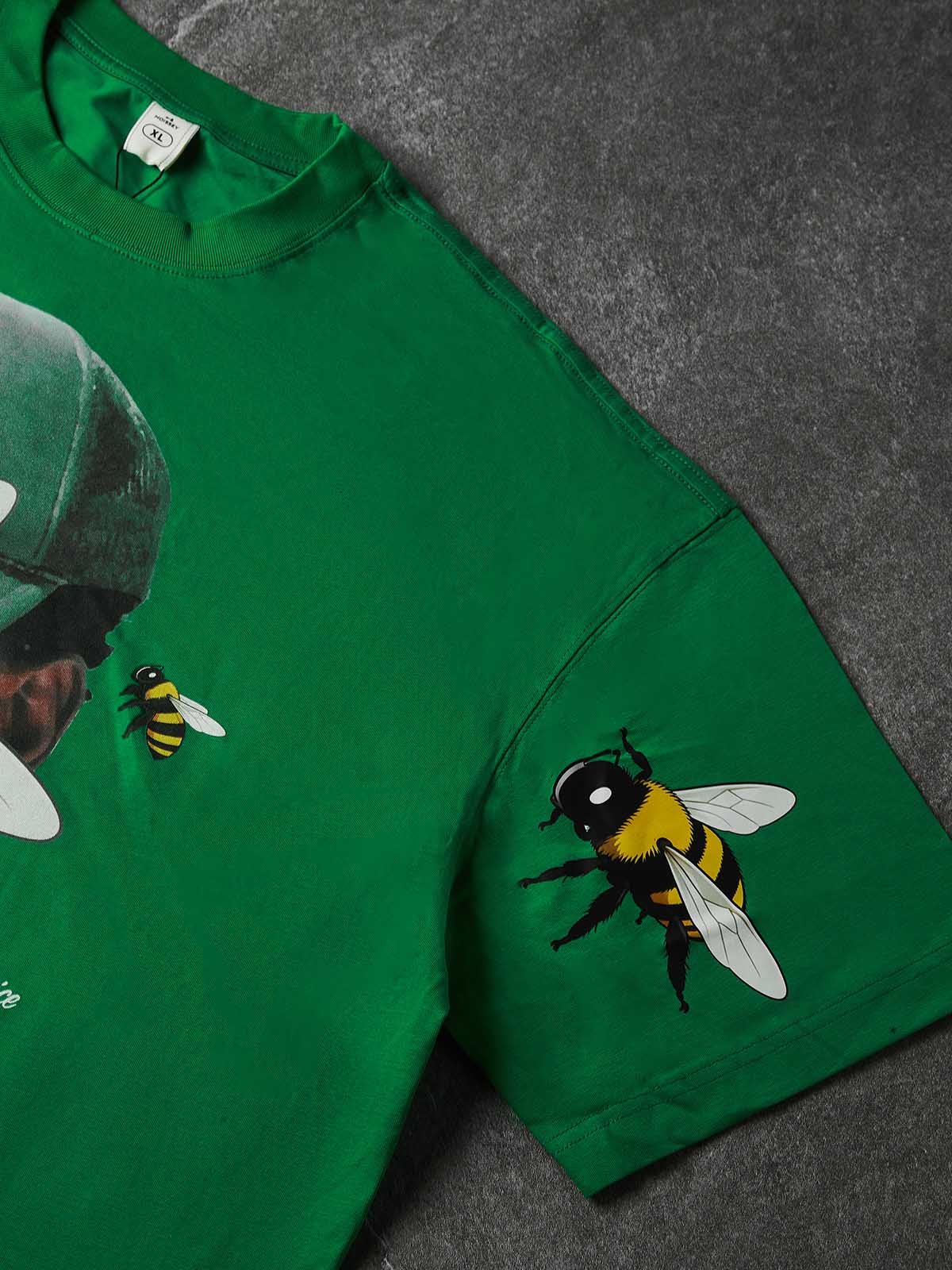 NOISSEY "Surrealist Bee" Green Tee - Boxy Graphic T-Shirt - Image 9