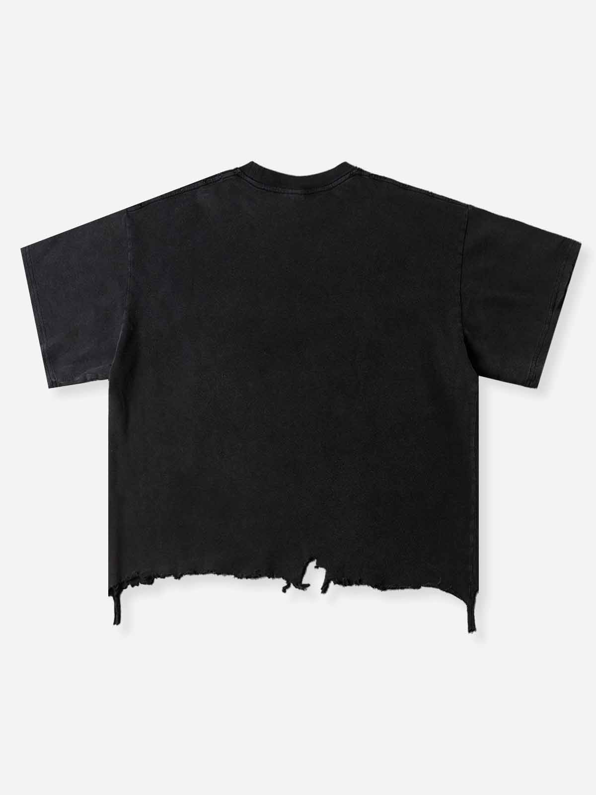 NOISSEY The Last Supper Grills & Lips Distressed Boxy T-Shirt - Washed Black - Image 8