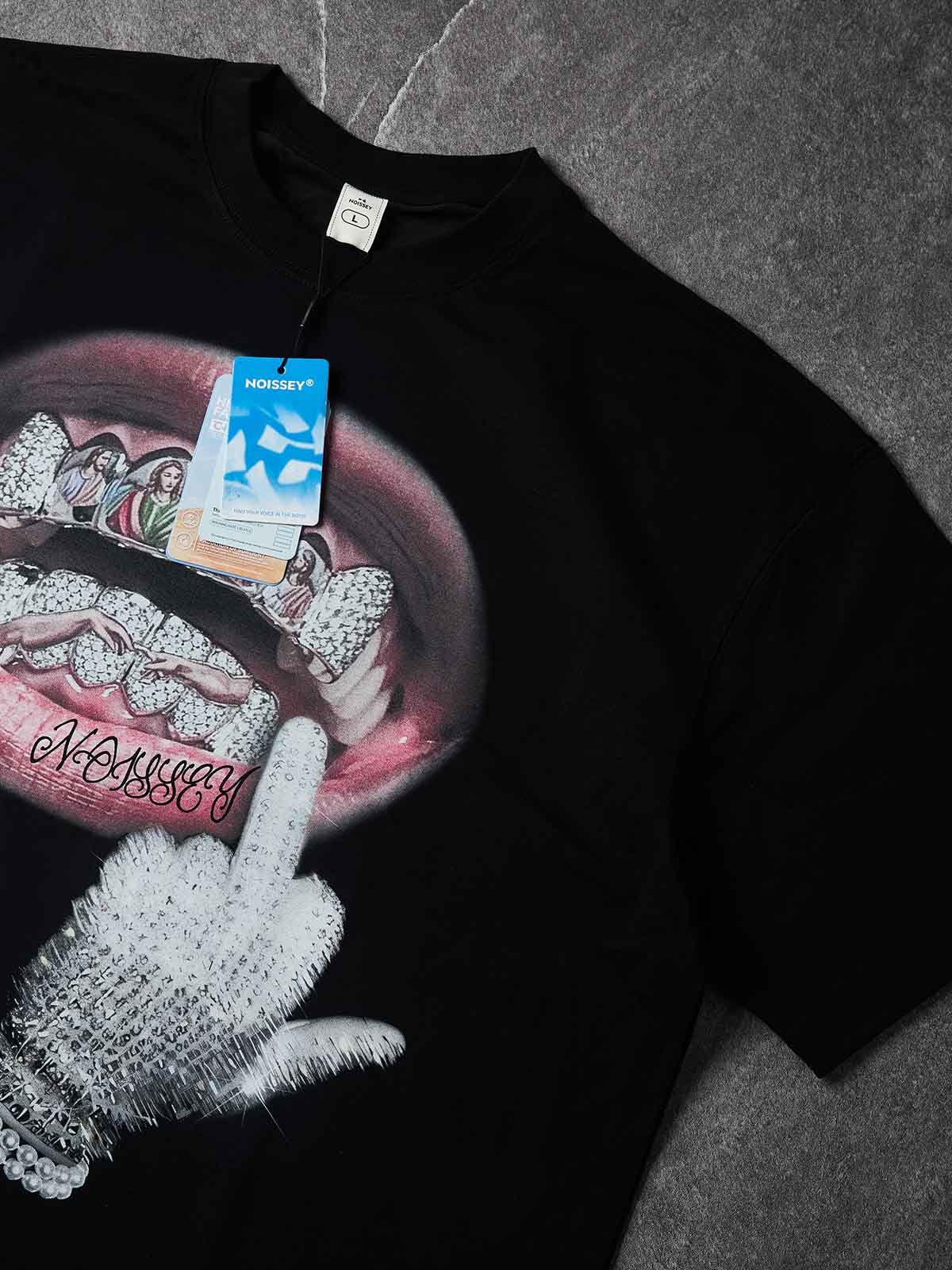 NOISSEY "The Last Supper Grillz" Graphic Tee - Heavyweight Jet Black - Image 4