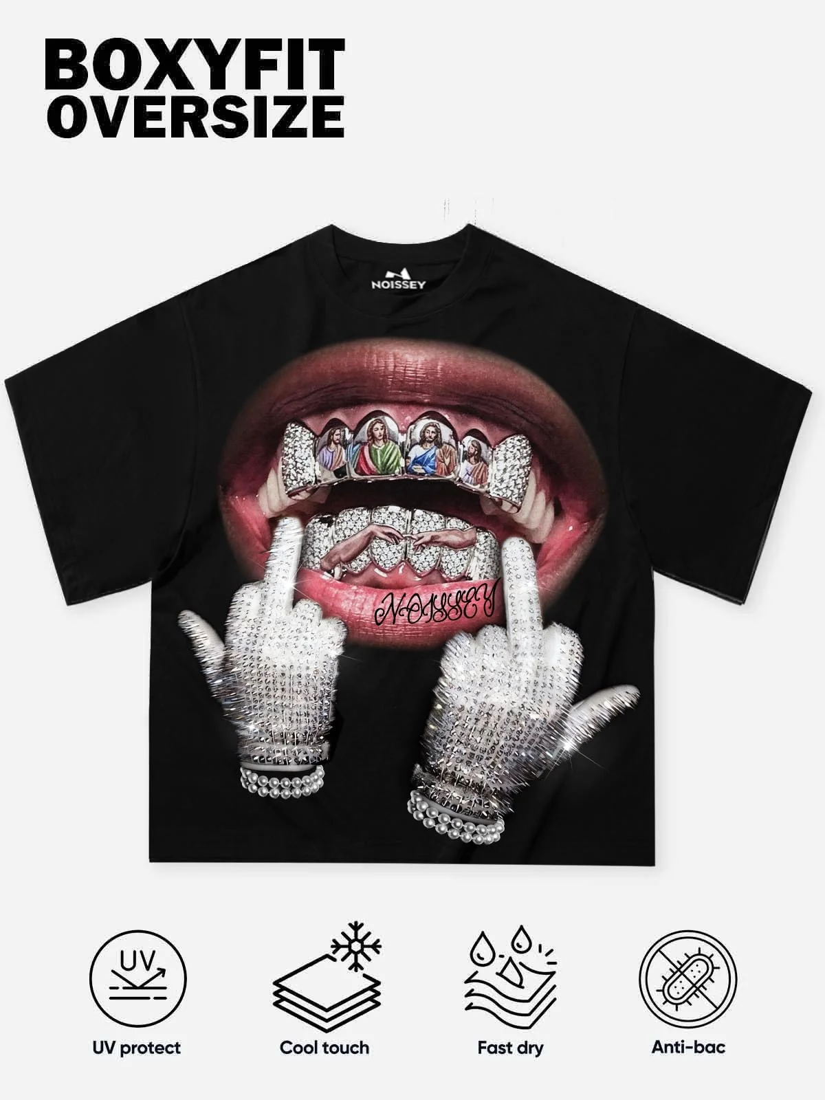 NOISSEY "The Last Supper Grillz" Graphic Tee - Heavyweight Jet Black - Image 9