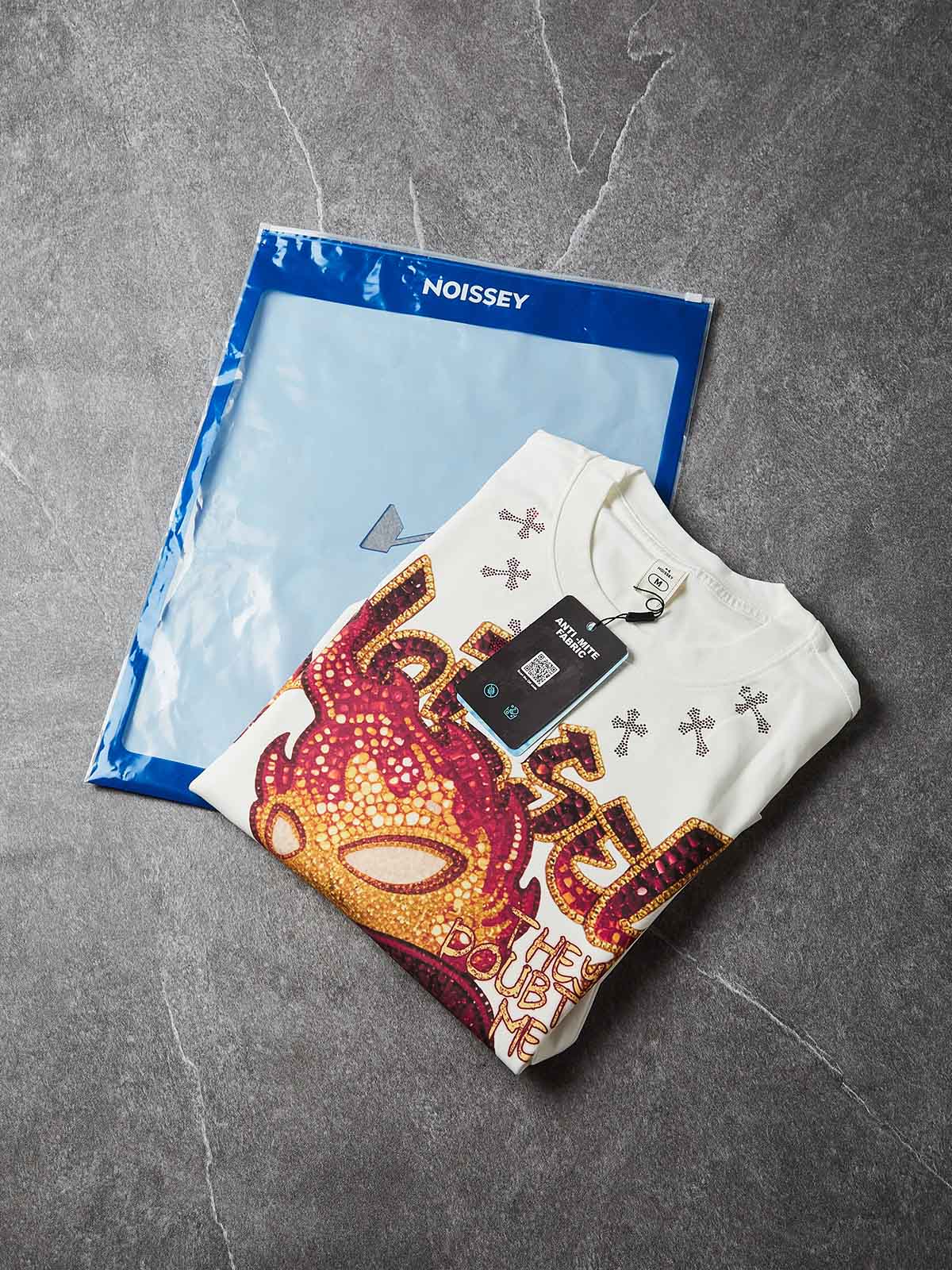 NOISSEY "They Doubted Me" Iced-Out Character Graphic Long Sleeve - Studio White - Image 10