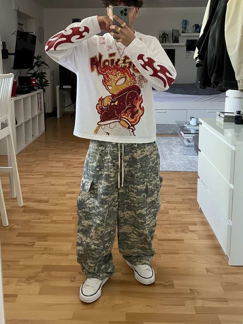 NOISSEY "They Doubted Me" Iced-Out Character Graphic Long Sleeve - Studio White - Image 7