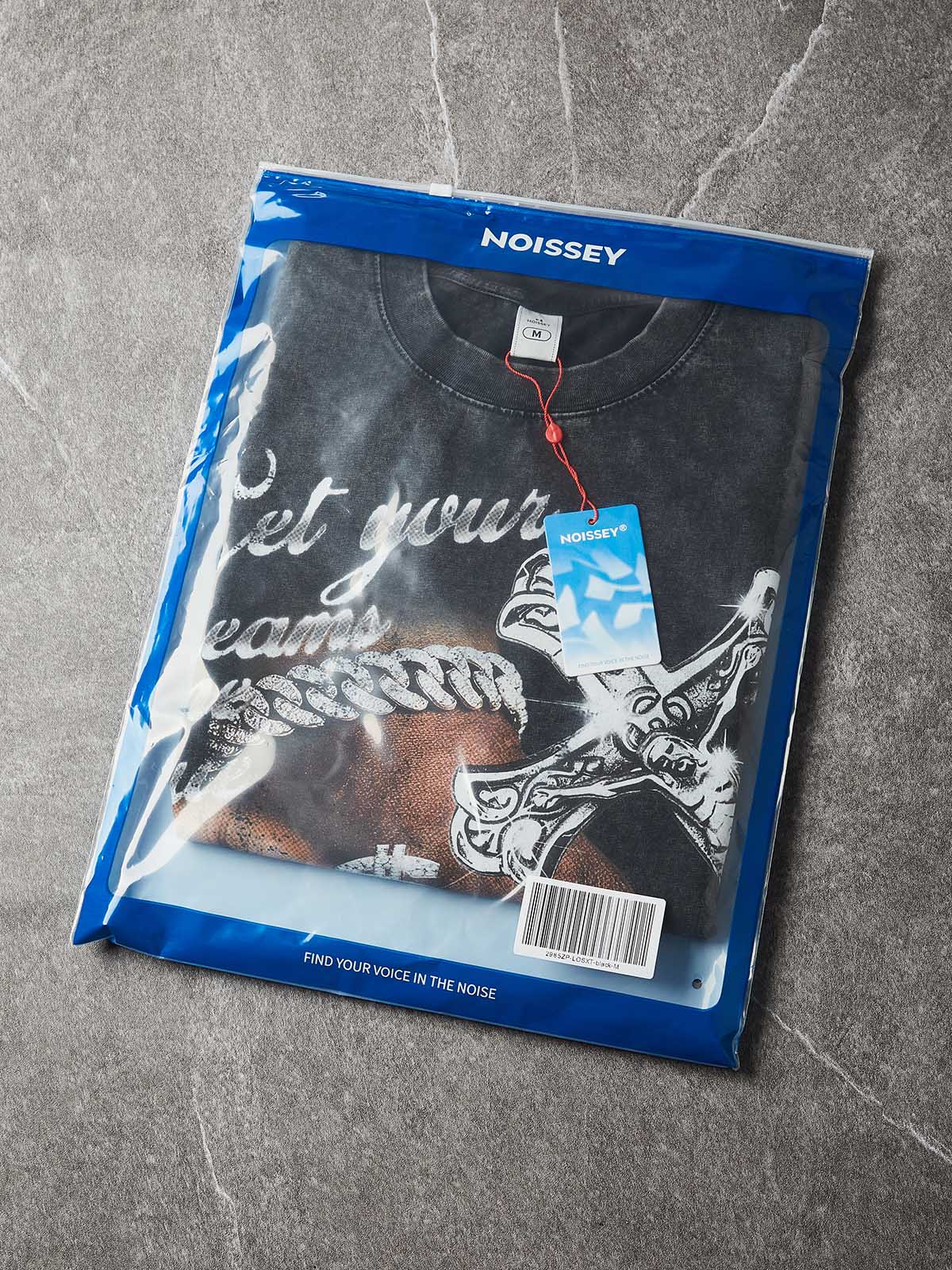 NOISSEY "True Dreams" Shimmering Crucifix & Dollar Ring Vintage Washed Tee - Image 9