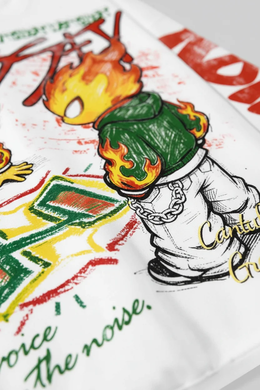 NOISSEY "Twin Flames" Boxy Heavyweight Graffiti Art L/S Tee - Vintage White - Image 3