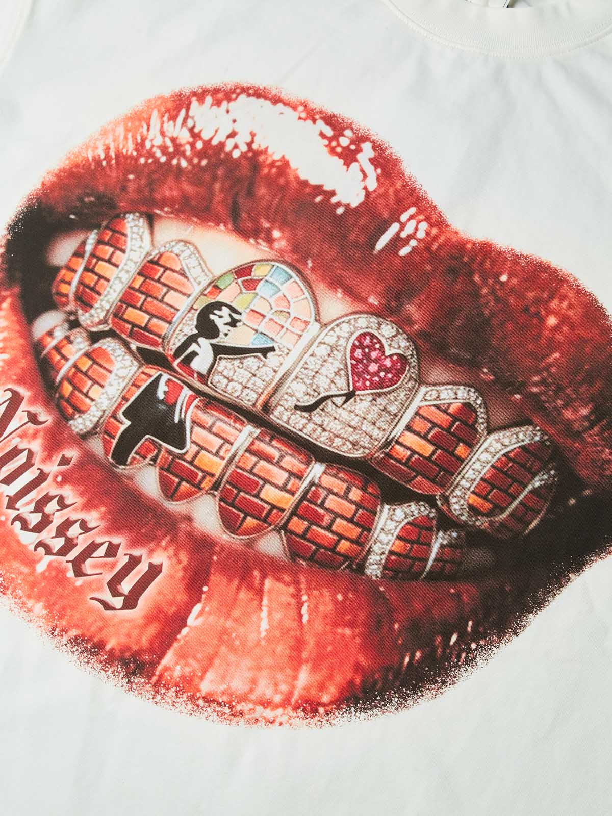 NOISSEY "Urban Heart" Brick Wall & Love Heart Grill Art Print T-Shirt - Racing White - Image 5