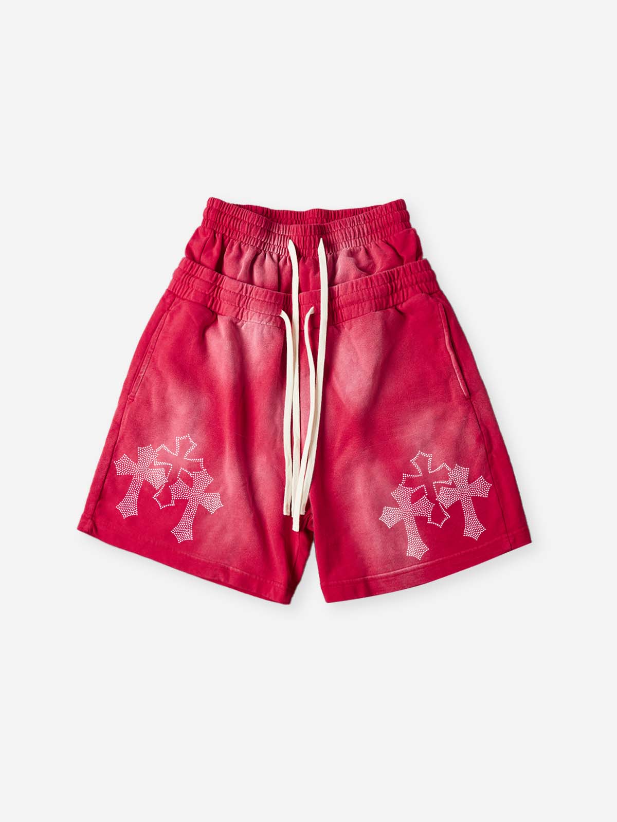 NOISSEY Sacred Cross Cluster Vintage Rhinestone Shorts - 4 Colors - Image 16