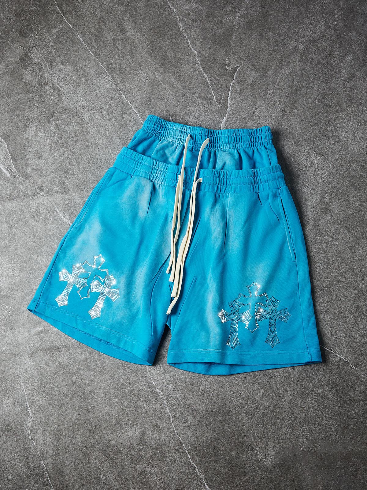 NOISSEY Sacred Cross Cluster Vintage Rhinestone Shorts - 4 Colors - Image 21