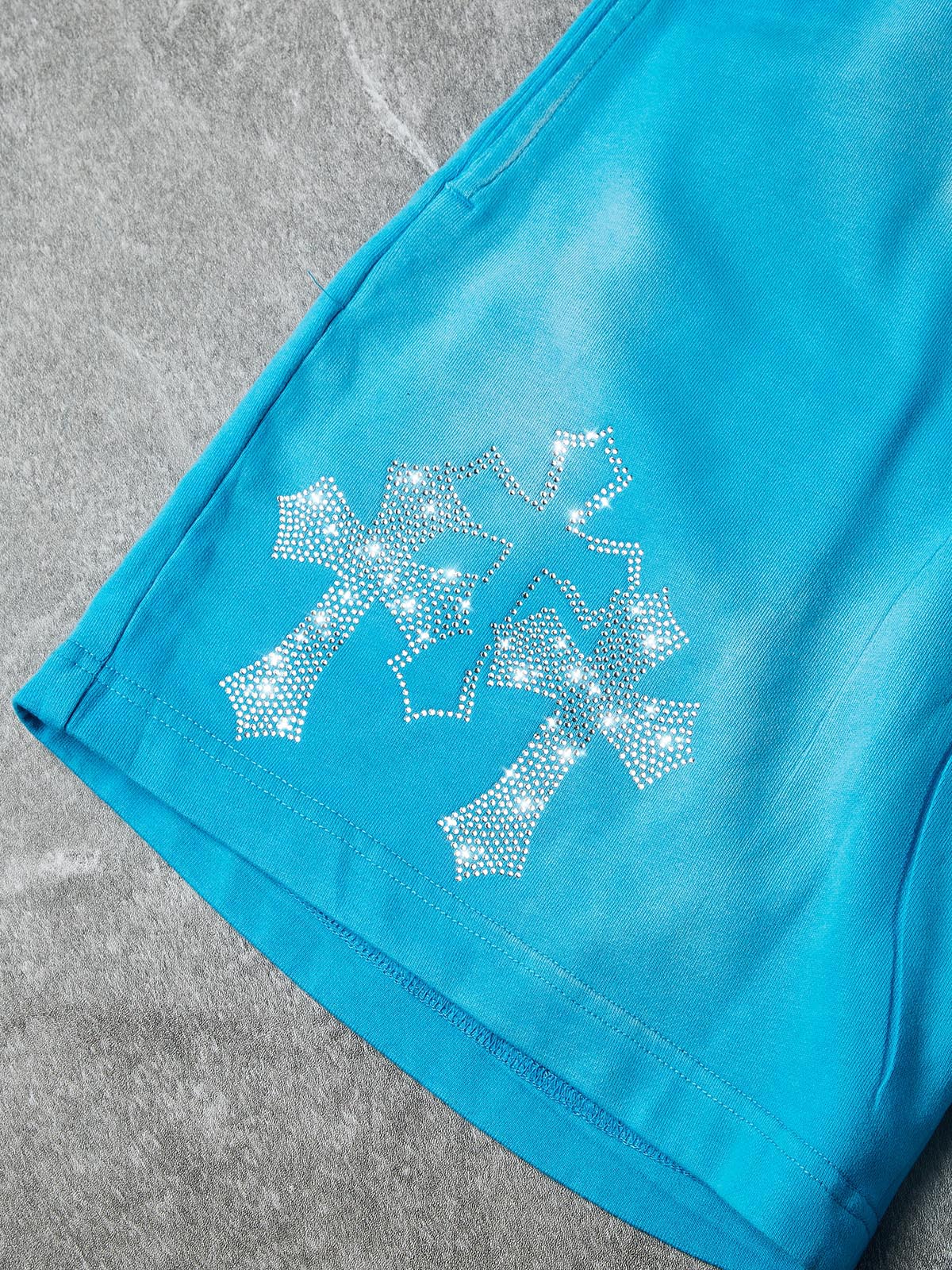 NOISSEY Sacred Cross Cluster Vintage Rhinestone Shorts - 4 Colors - Image 23