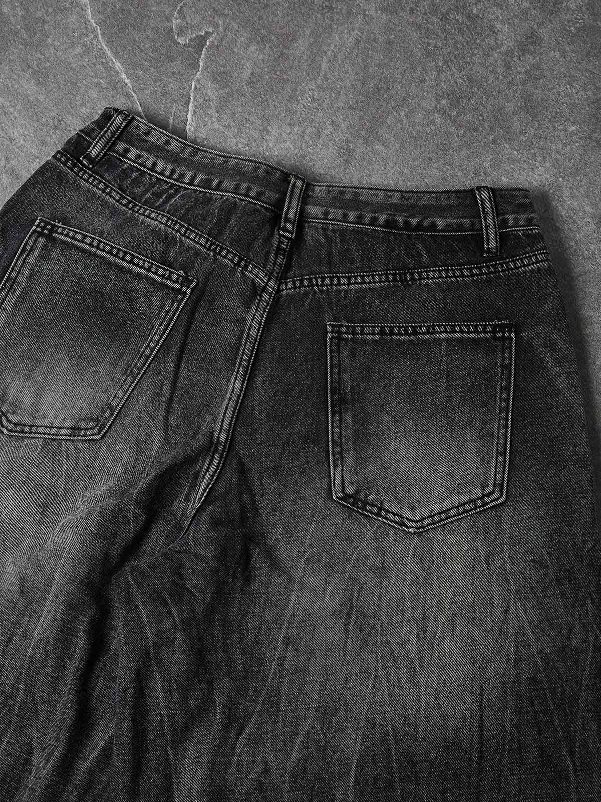NOISSEY Vintage Distressed Denim Shorts with DIY Pearl Chain - Onyx Black & Heritage Blue - Image 11