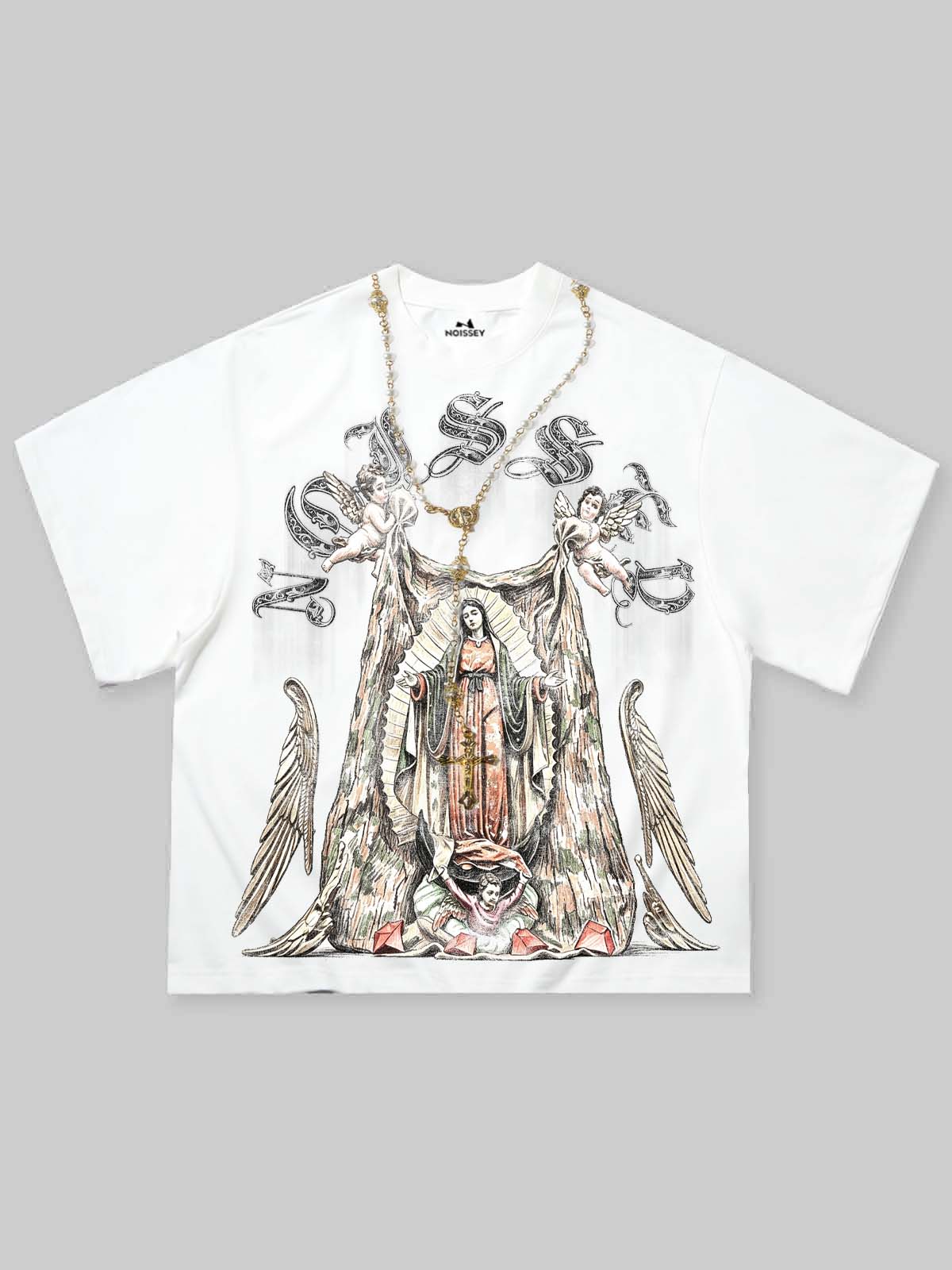 NOISSEY "Virgin Mary & Cherubs" Graphic Tee - Heavyweight Studio White - Image 9