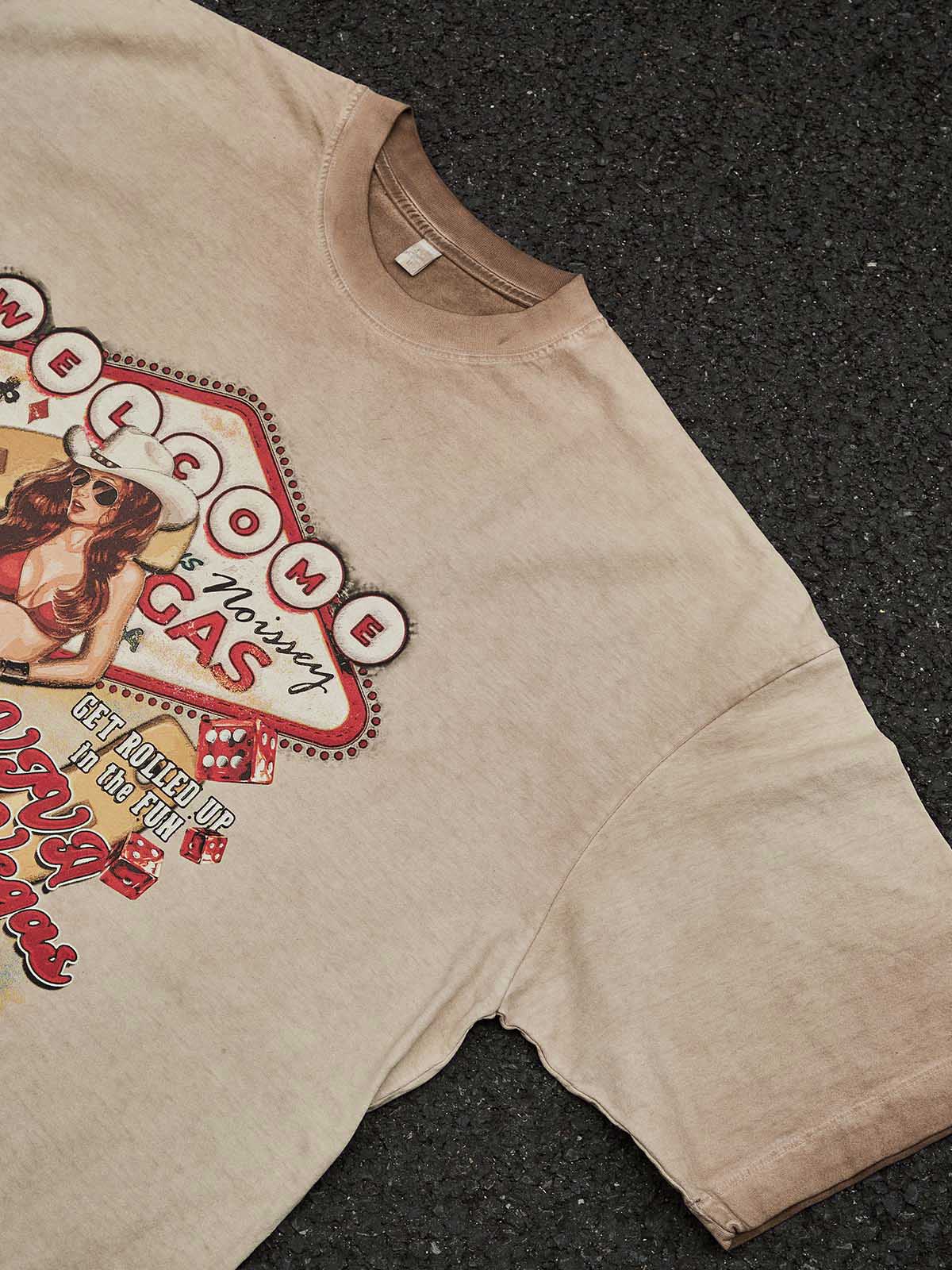 NOISSEY "Viva Las Vegas" Vintage Graphic Tee - Retro Cowgirl & Casino Art Print T-Shirt - Image 6