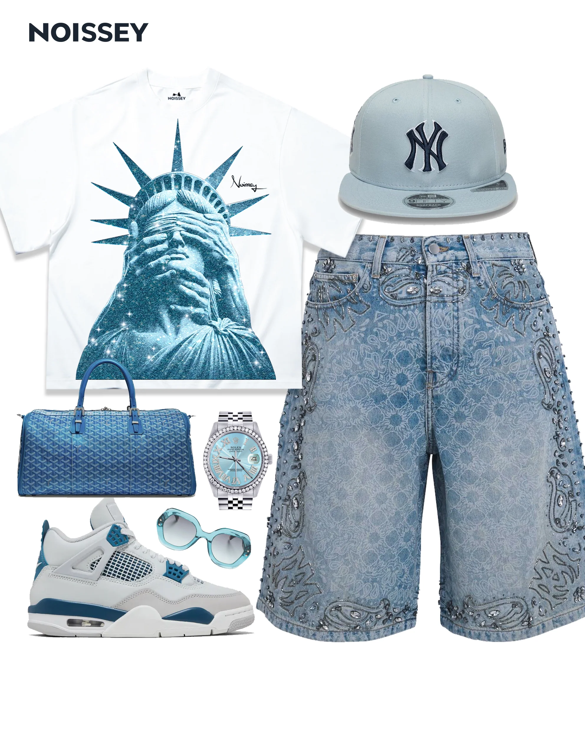NOISSEY "Liberty Blinded" Heavyweight Tee - White Boxy Street Graphic T-Shirt - Image 7