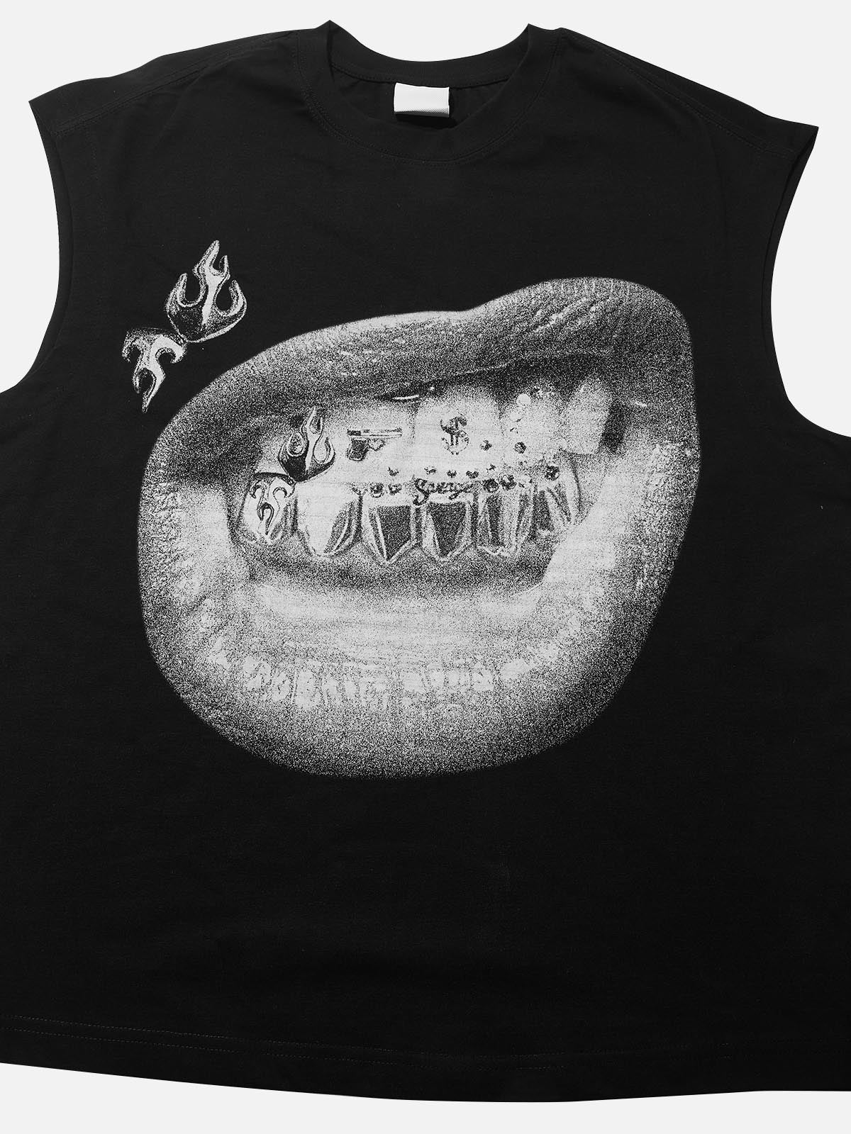 Personalized Lip and Tooth Patch White Print Tank top - Image 3