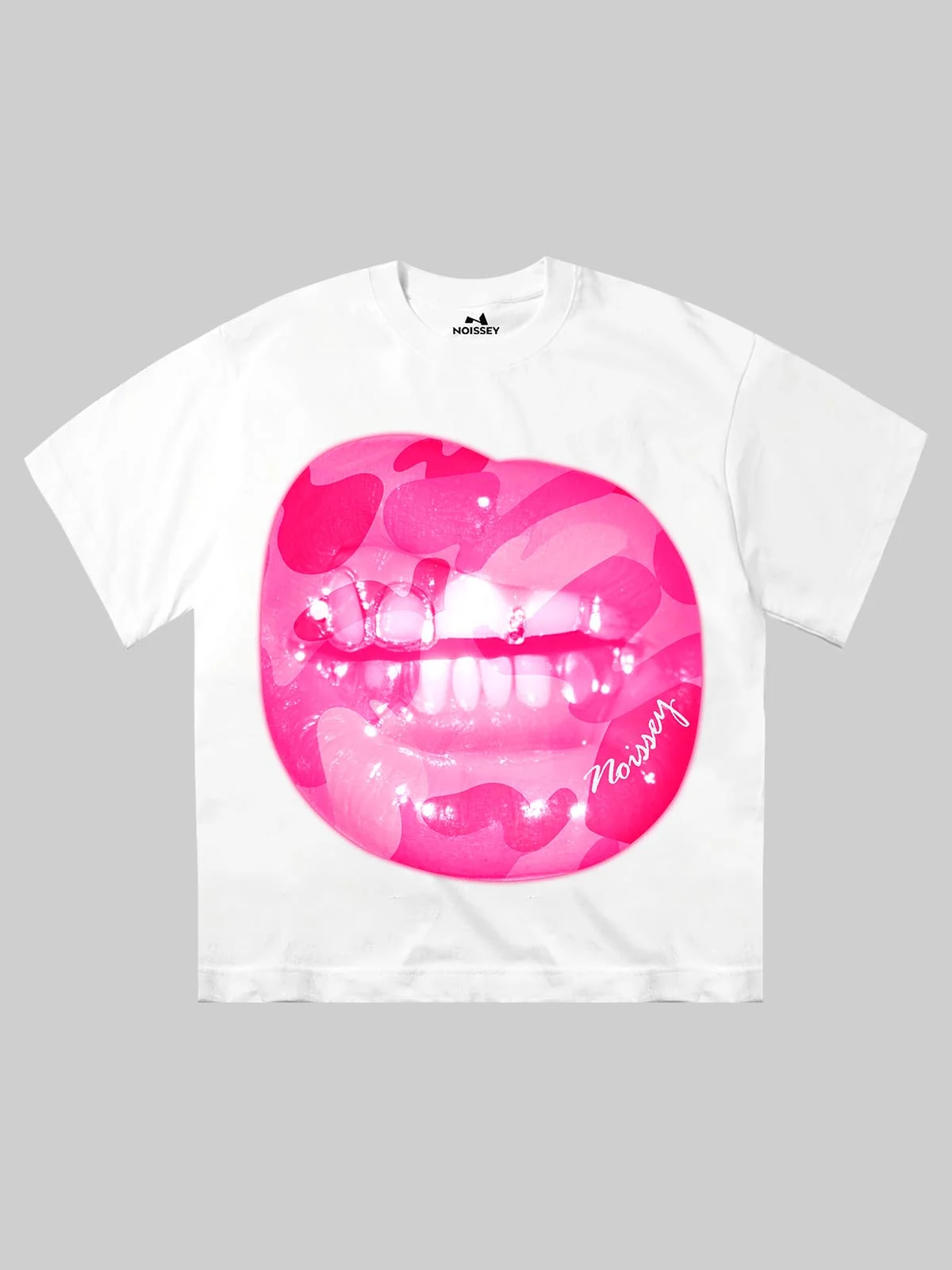 Pink Camo Lip Drill Graphic T-Shirt | Edgy Y2K Streetwear