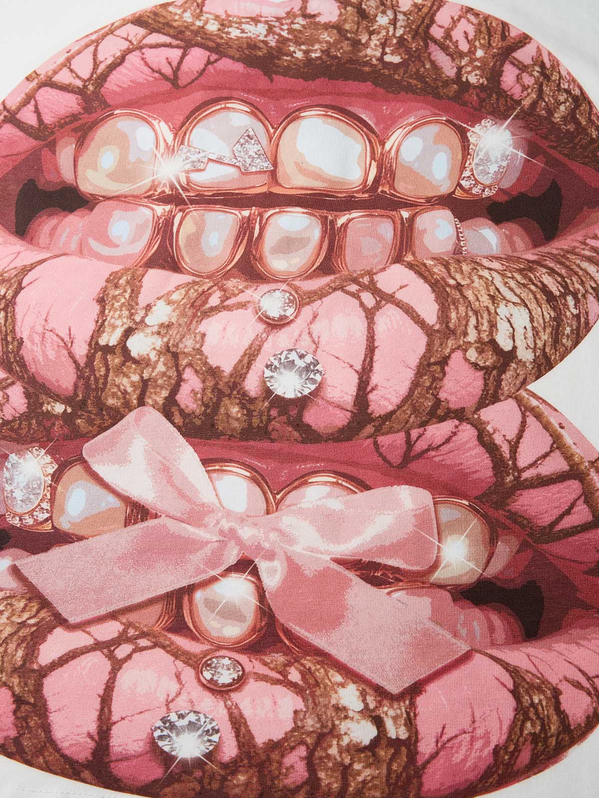 Pink Pearl Real Tree Art Grillz Print Boxy Oversized T-shirt - Image 5