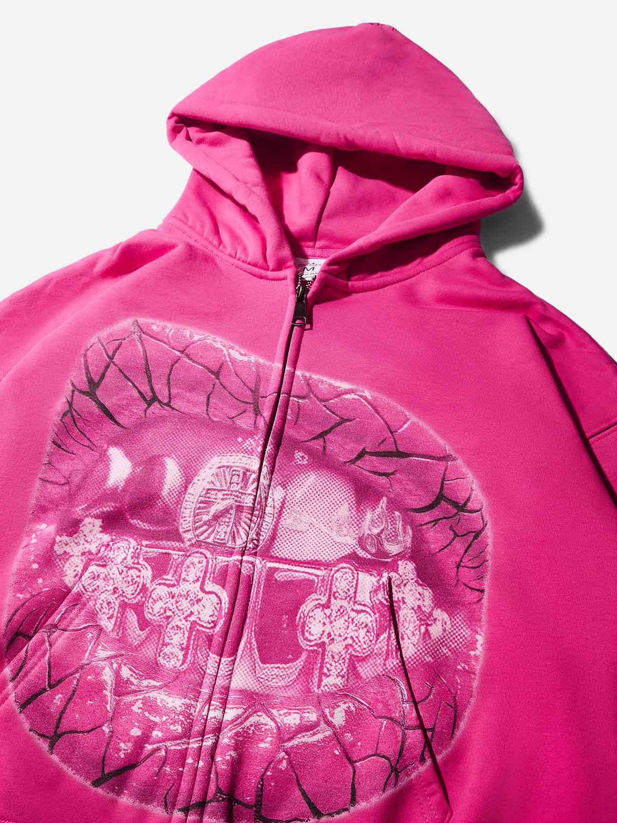 Pink Retro Sparkling Diamond Pink Grills Warm Print Hoodie - Image 5