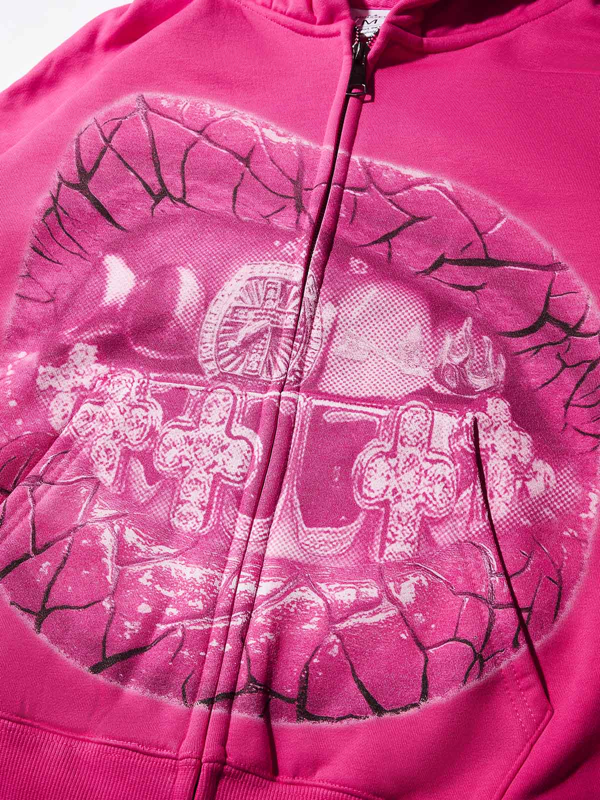 Pink Retro Sparkling Diamond Pink Grills Warm Print Hoodie - Image 6