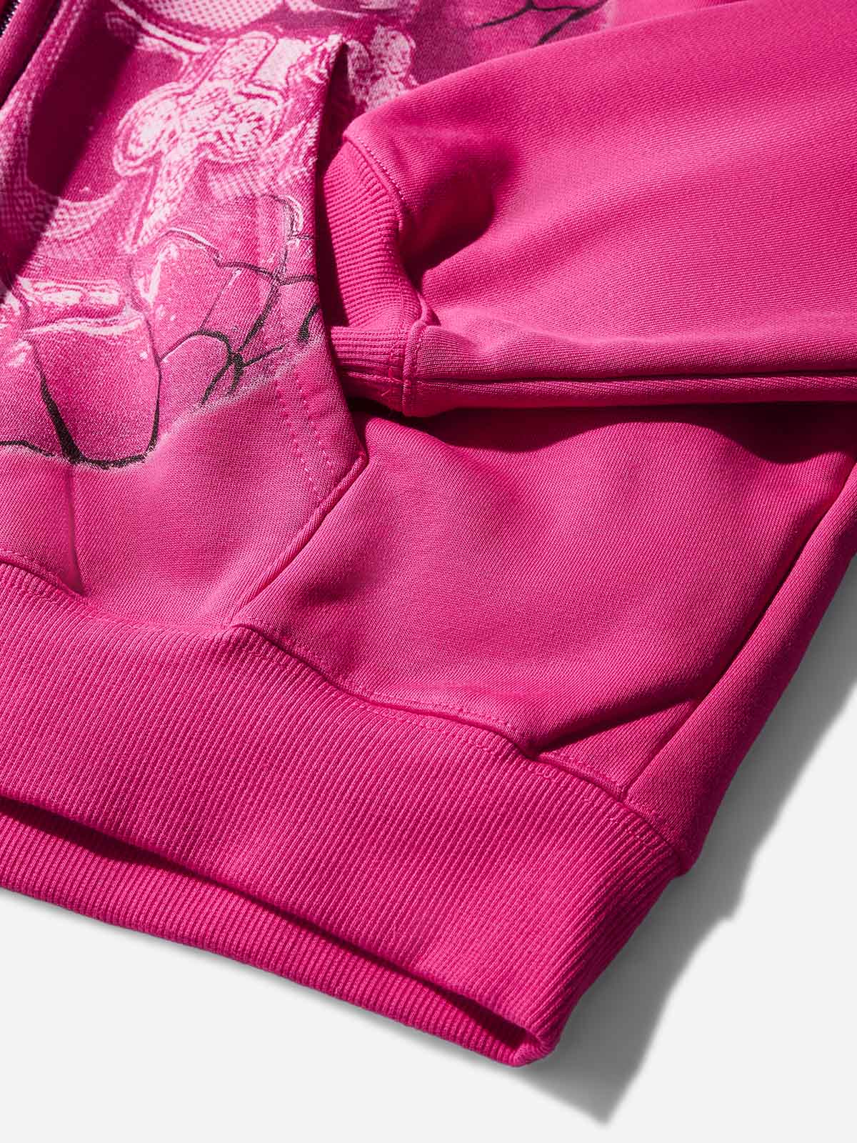Pink Retro Sparkling Diamond Pink Grills Warm Print Hoodie - Image 7