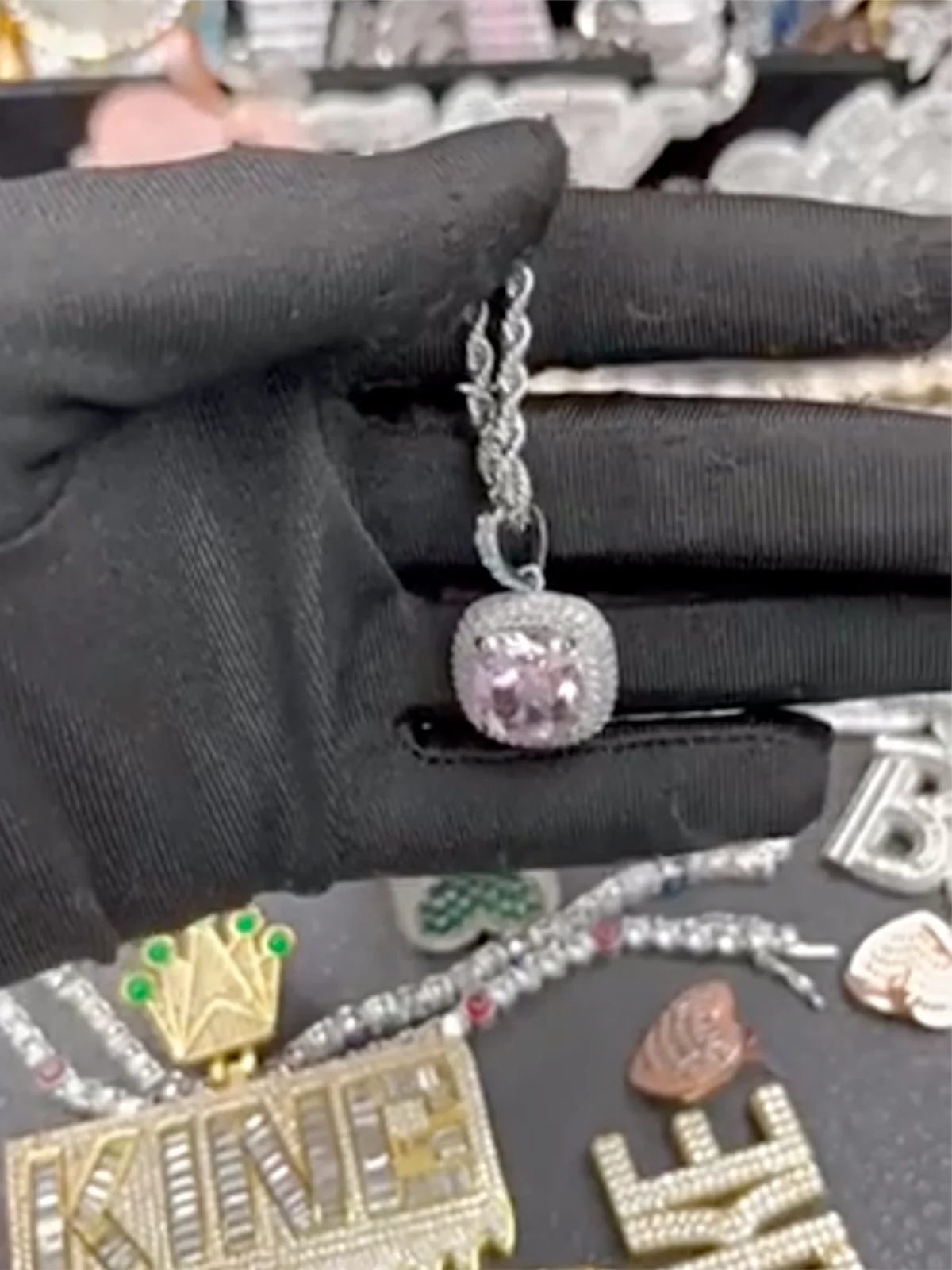 Pink square gemstone Necklace - Image 8