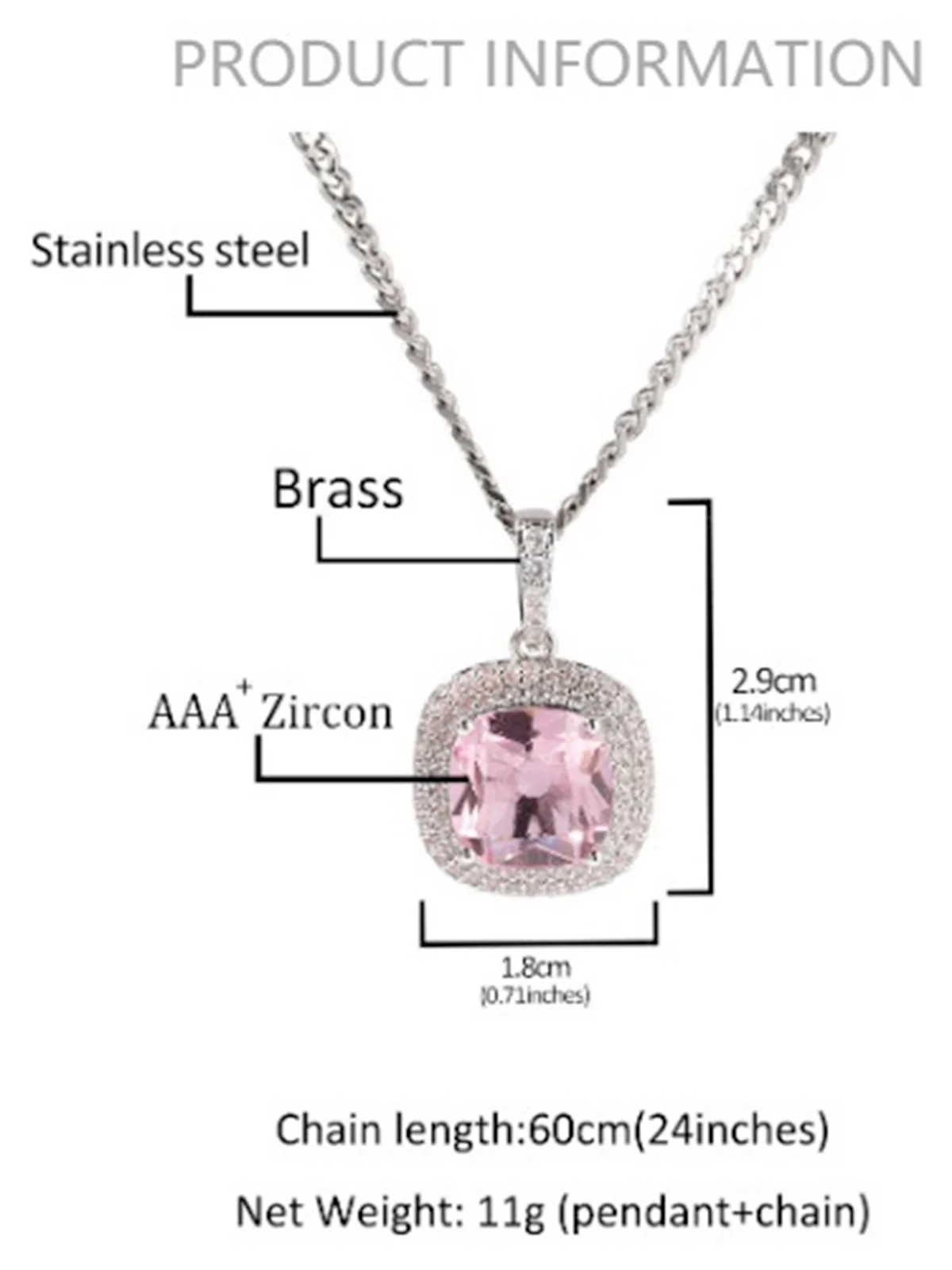 Pink square gemstone Necklace - Image 9