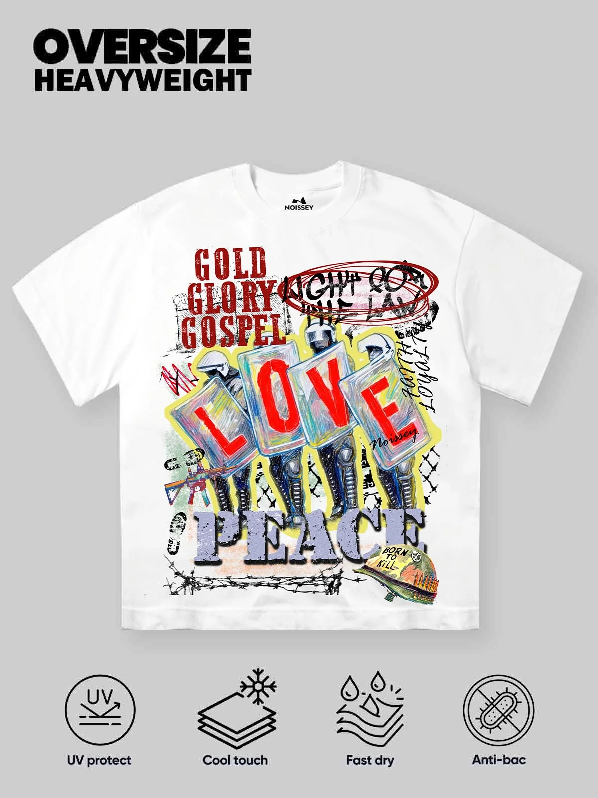 Noissey "LOVE & PEACE" Graffiti Statement Tee – Streetwear Graphic Art - Image 3
