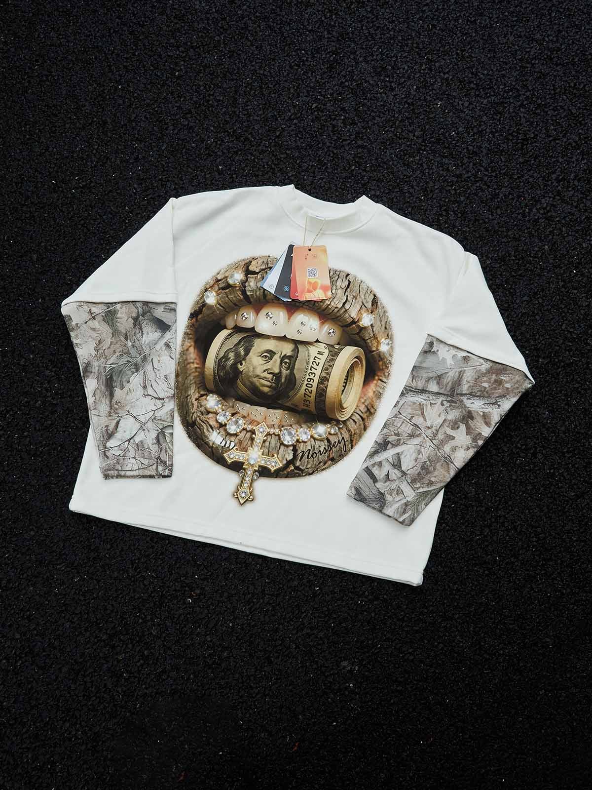 Real tree-Pattern Lip Jewel Biting Money Camouflage Print Long-Sleeve - Image 9