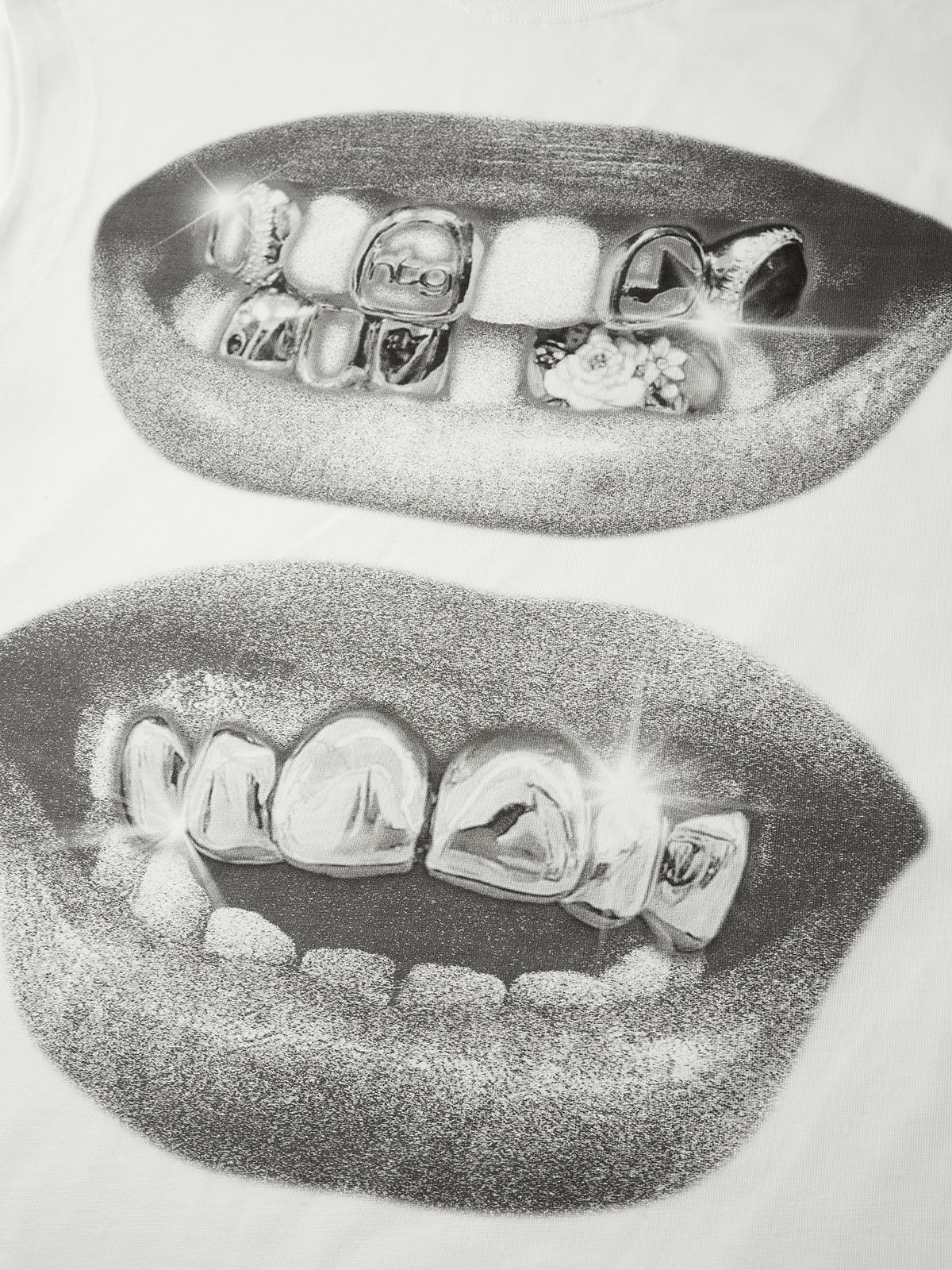 Retro Black Lips Grills Print Round Neck Tank Top - Image 3