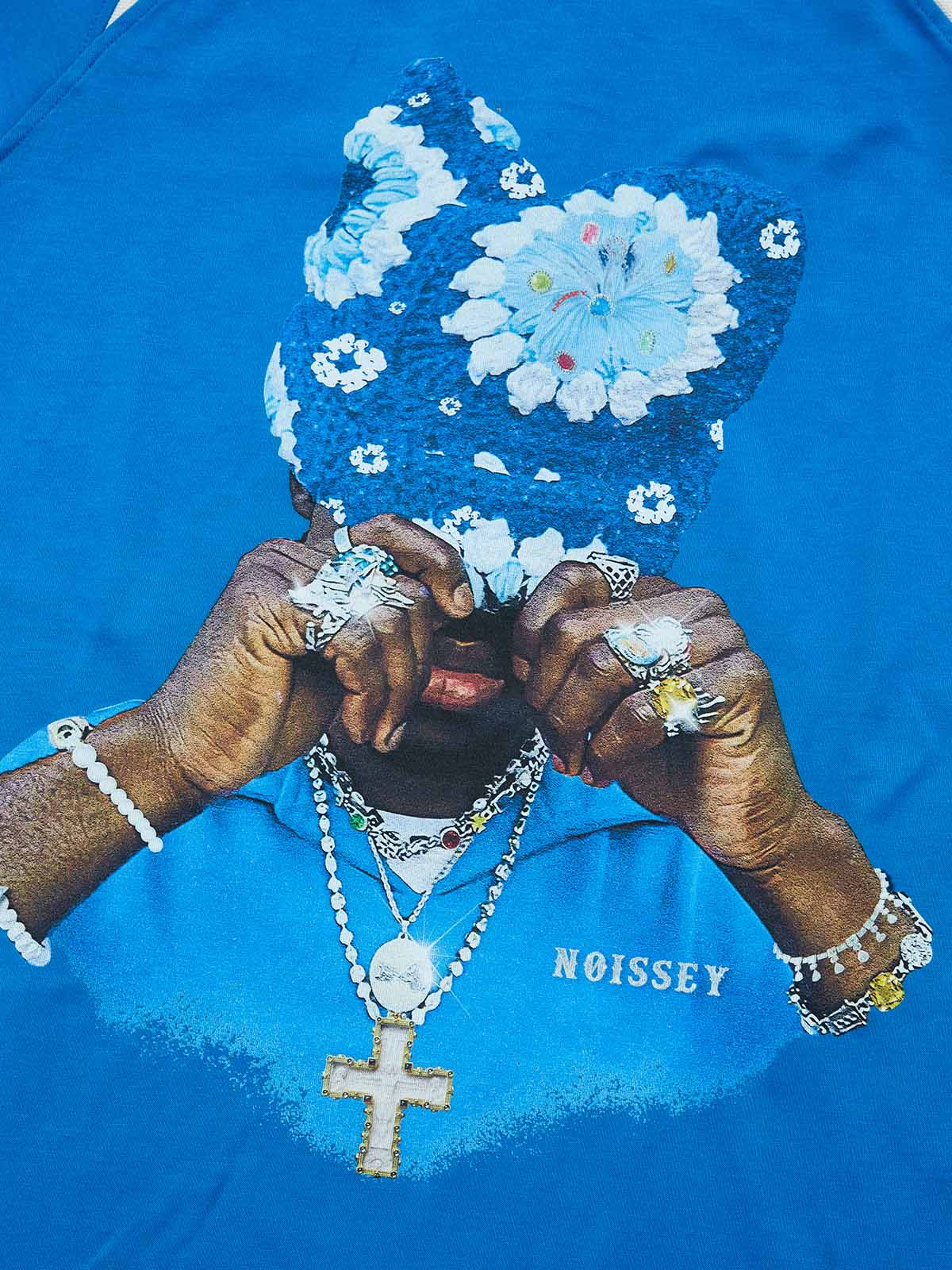 "SAPPHIRE KNIT" PORTRAIT TEE – ELECTRIC BLUE RAGLAN STREETWEAR - Image 2