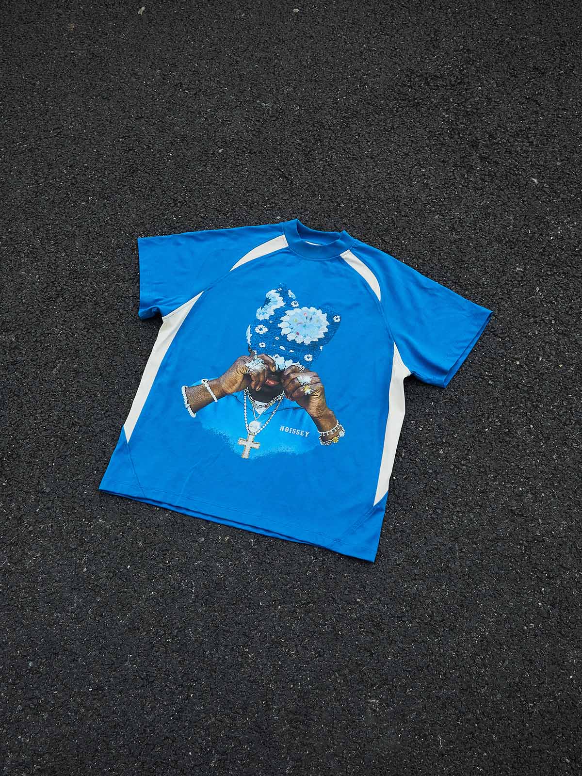 "SAPPHIRE KNIT" PORTRAIT TEE – ELECTRIC BLUE RAGLAN STREETWEAR - Image 5