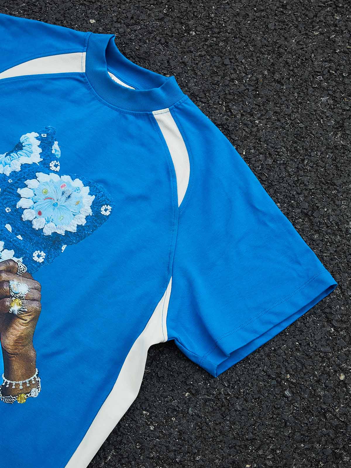 "SAPPHIRE KNIT" PORTRAIT TEE – ELECTRIC BLUE RAGLAN STREETWEAR - Image 6