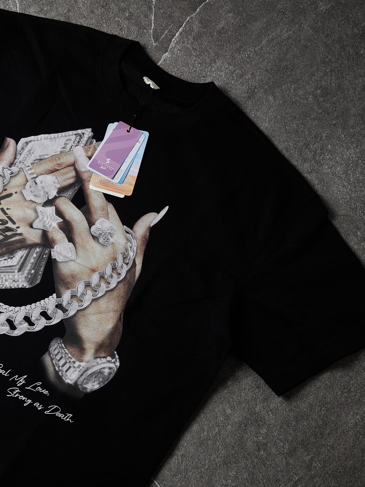 NOISSEY "Seal My Love" Jesus Medallion T-Shirt - Phantom Black Boxy Fit - Image 6