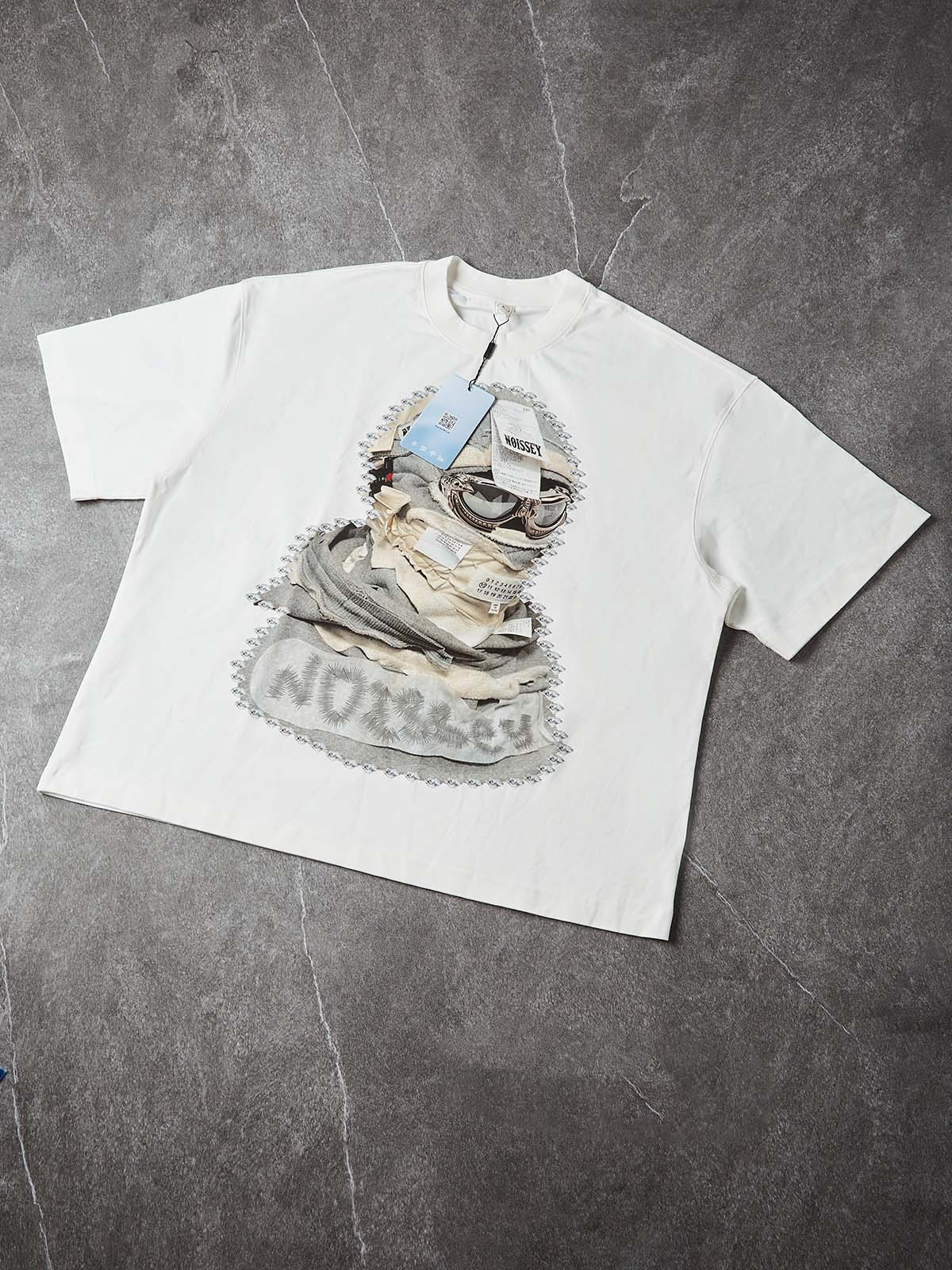 NOISSEY "Deconstructed Mask" Boxy Heavyweight Cooling Tee - White - Image 8