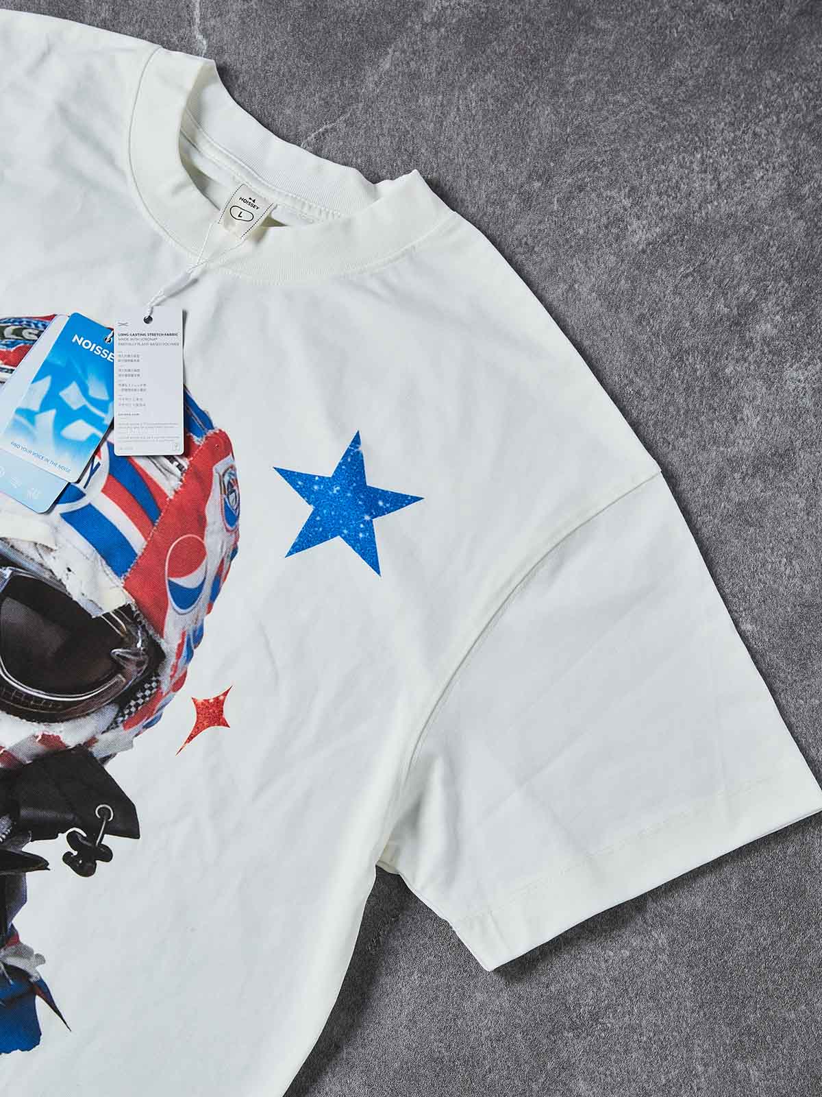 "STARLIGHT VOYAGER" RACING HELMET TEE – VINTAGE WHITE OVERSIZED STREETWEAR - Image 9