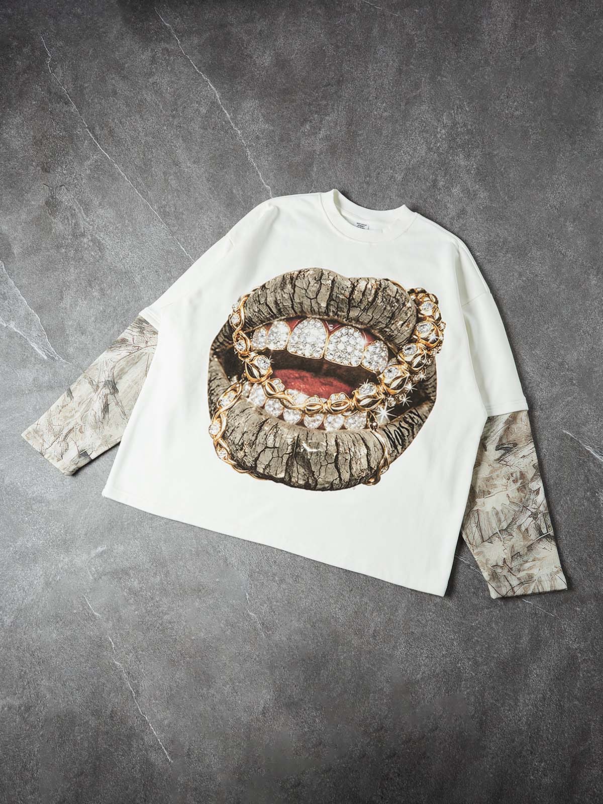 NOISSEY GOLD CHAIN GRILLS - ICED OUT TREE CAMO LONG SLEEVE - Image 3