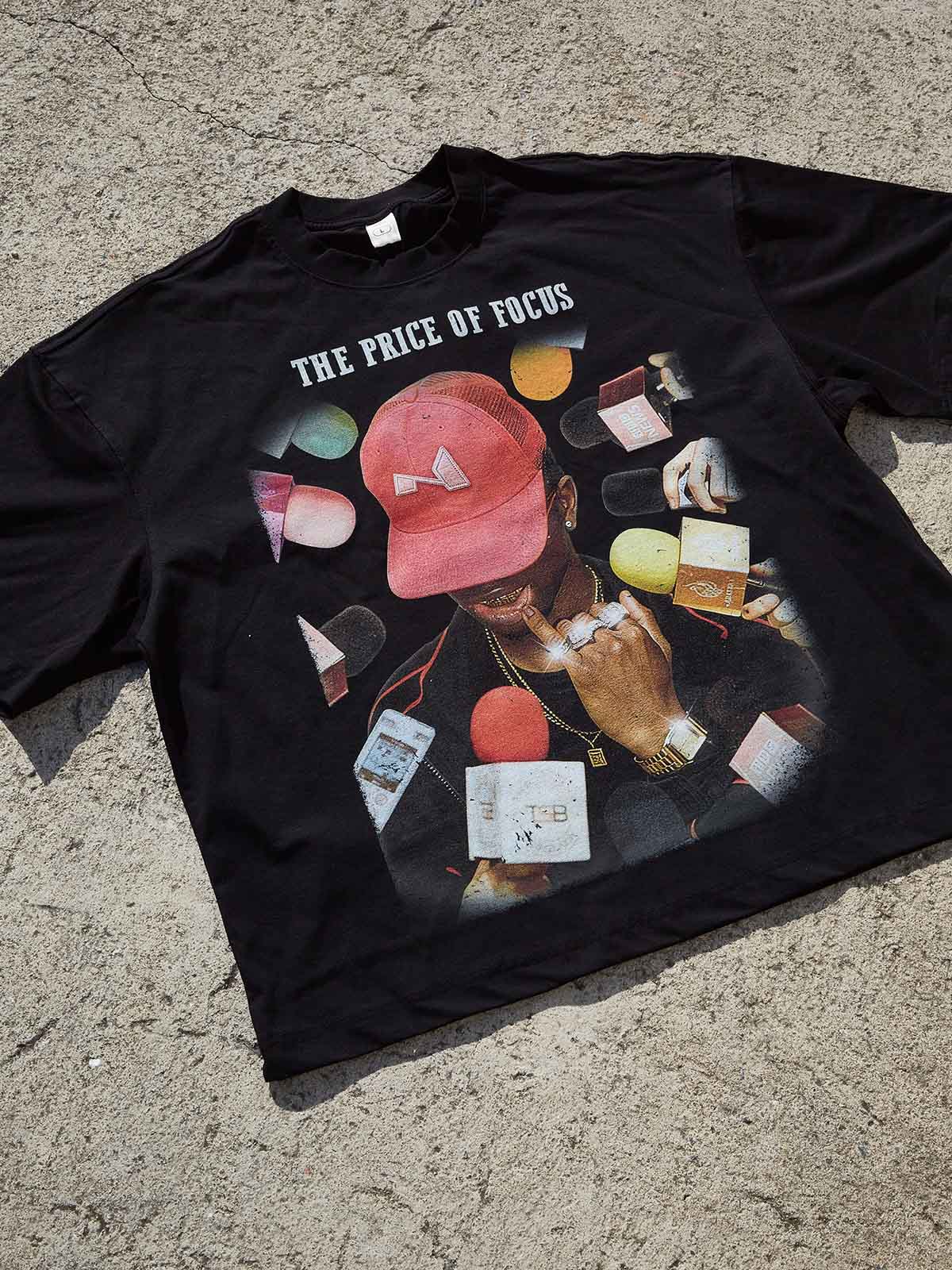 The price of focus!Printed Boxy Oversized T-shirt - Image 7