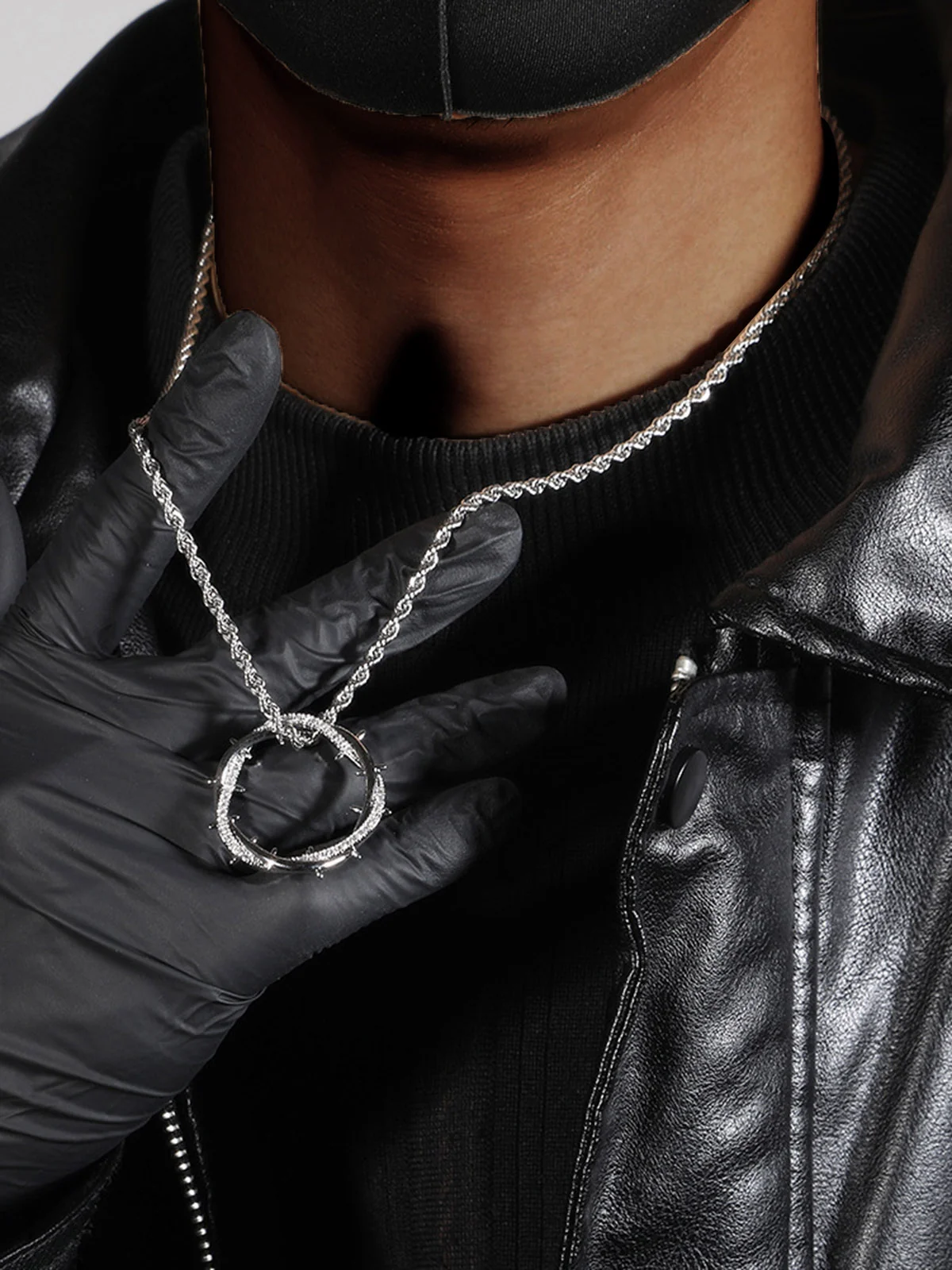 Thorn Crown Pendant Zircon Necklace with Copper Inlay - Image 9