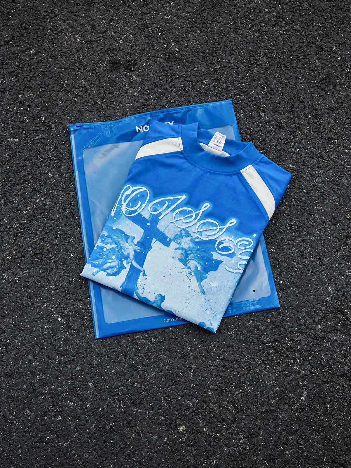 "TRUST GOD’S PLAN" CYANOTYPE SHIMMER TEE – VINTAGE BLUE OVERSIZED STREETWEAR - Image 4