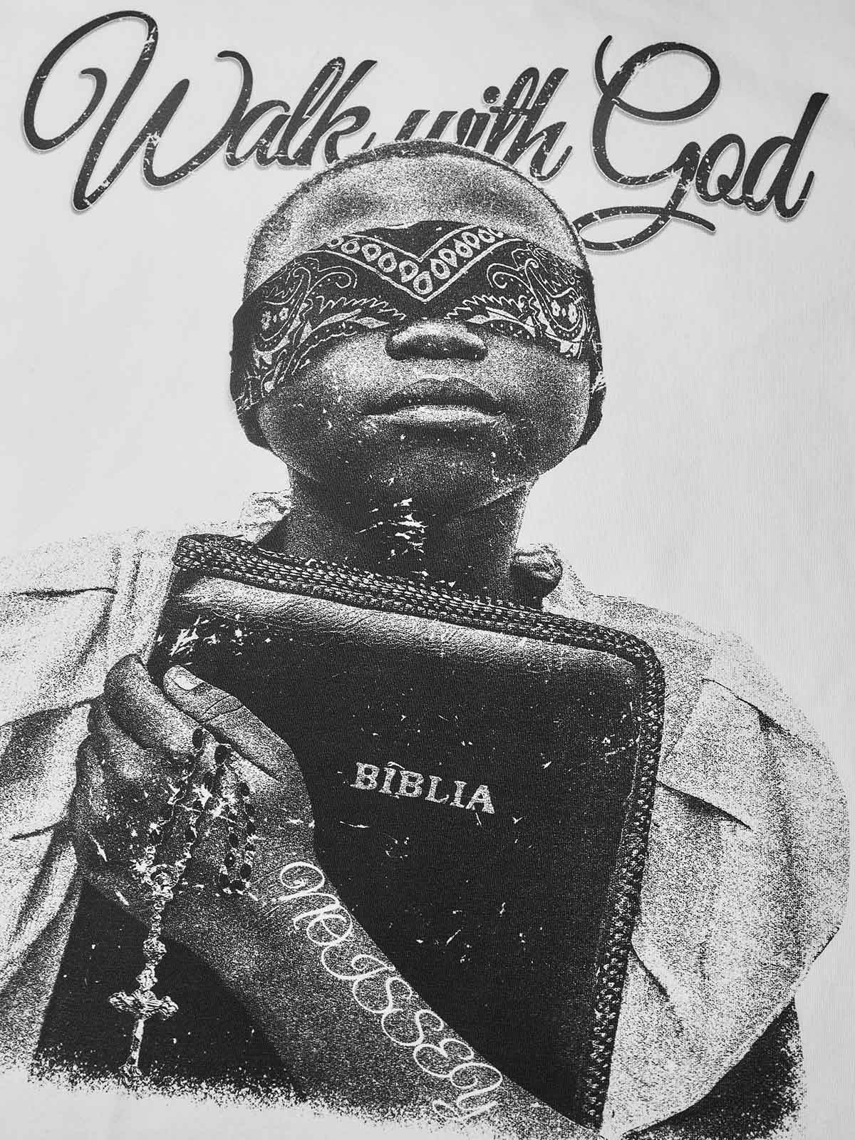 "Walk with God" Character Print T-Shirt - Image 7