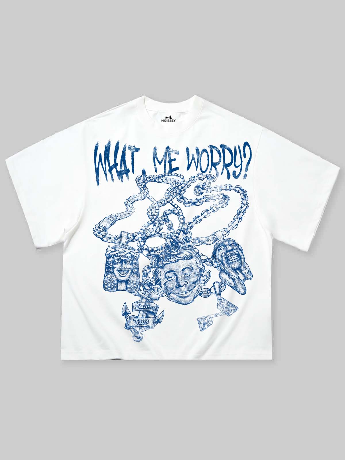 "WHAT ME WORRY?" BAD BOY TEE – VINTAGE WHITE BOXY STREETWEAR