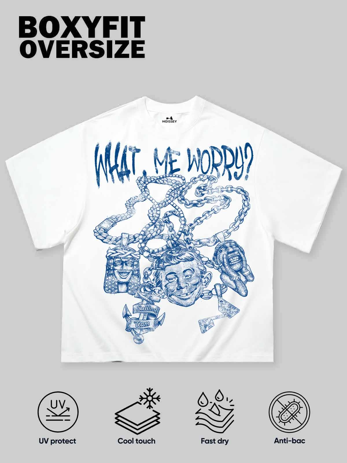 "WHAT ME WORRY?" BAD BOY TEE – VINTAGE WHITE BOXY STREETWEAR - Image 2