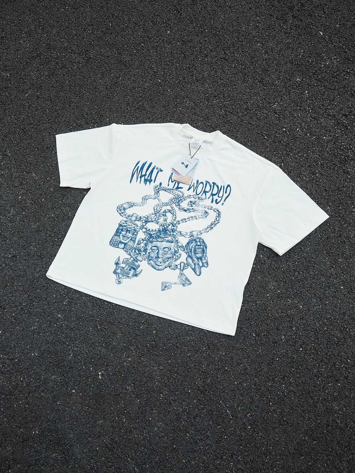 "WHAT ME WORRY?" BAD BOY TEE – VINTAGE WHITE BOXY STREETWEAR - Image 6