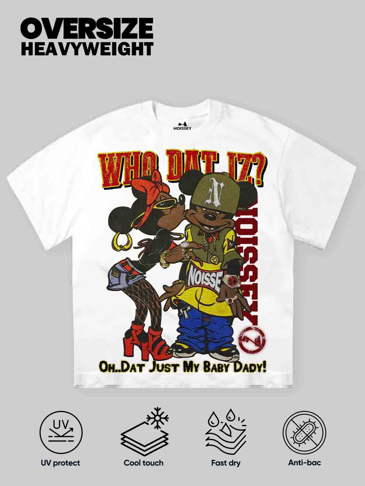 Who dat iz? Street Cartoon Character Print T-shirt - Image 2