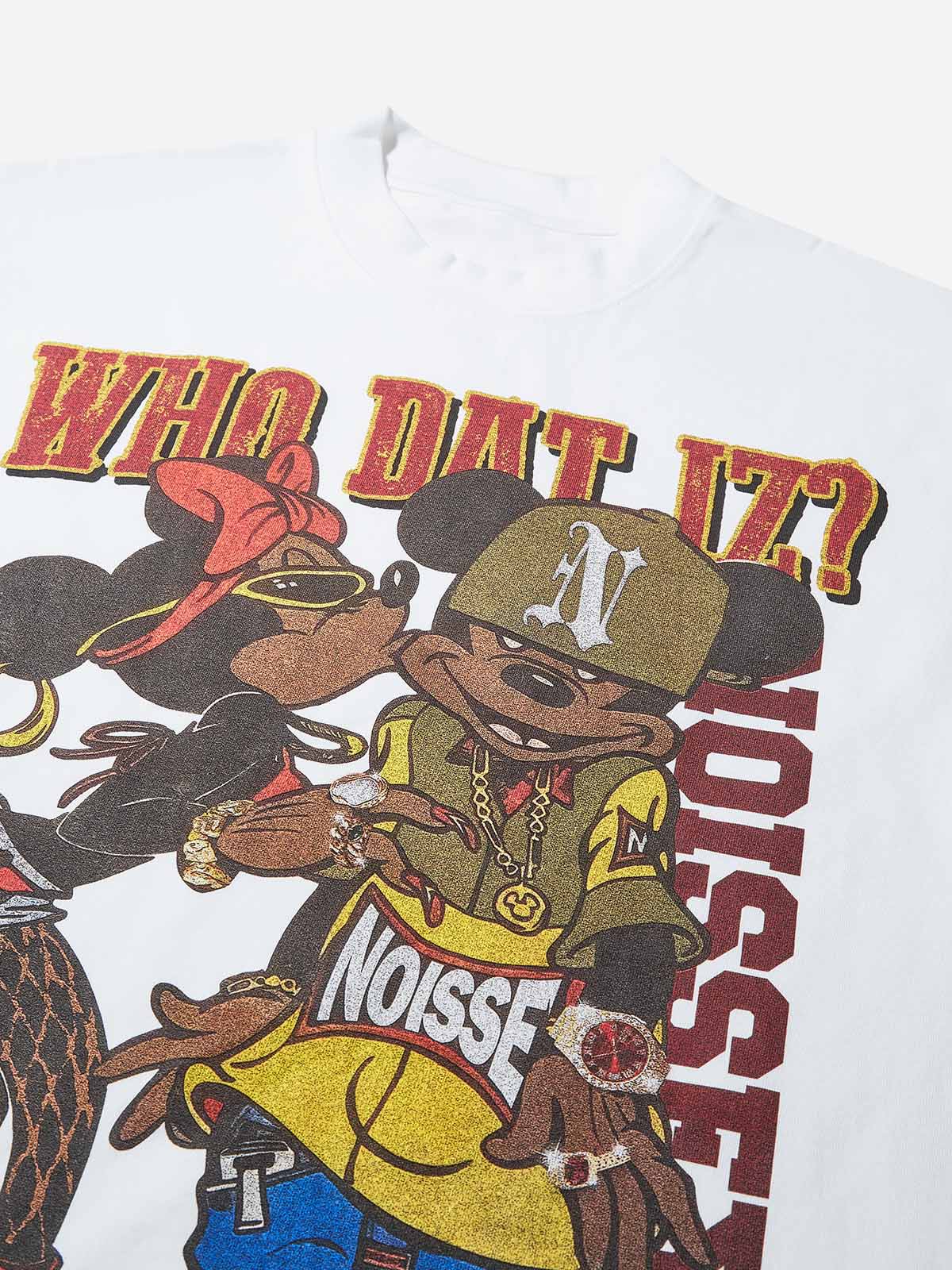 Who dat iz? Street Cartoon Character Print T-shirt - Image 5